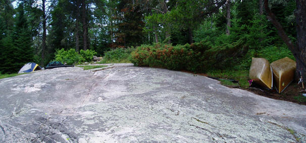 rock landing at the campsite